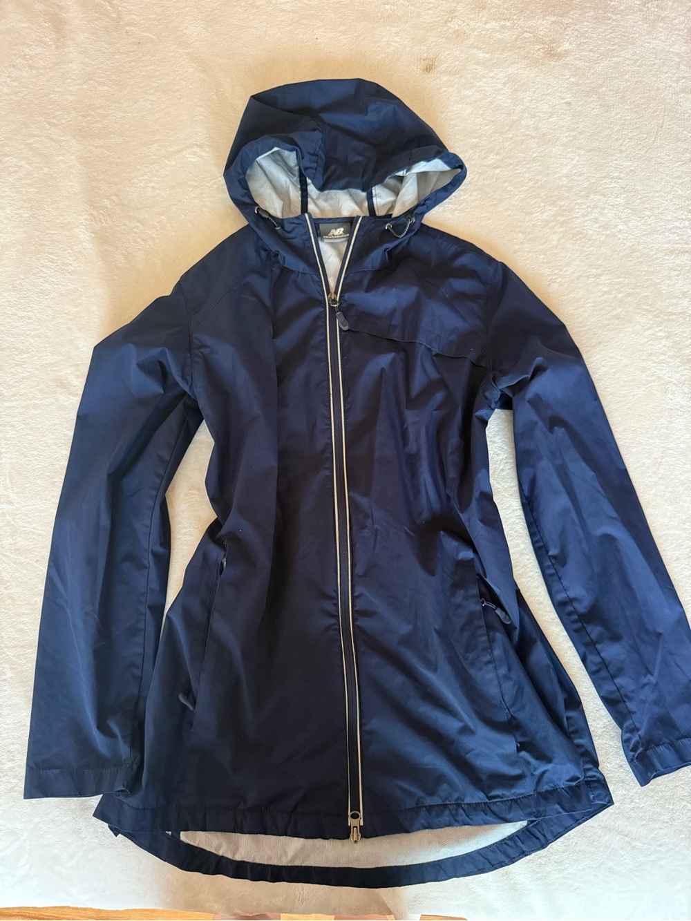 New Balance Navy Hooded Trench Raincoat